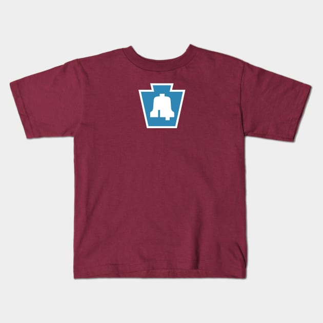 Phillies Keystone Liberty Bell Blue Kids T-Shirt by Louis Cook